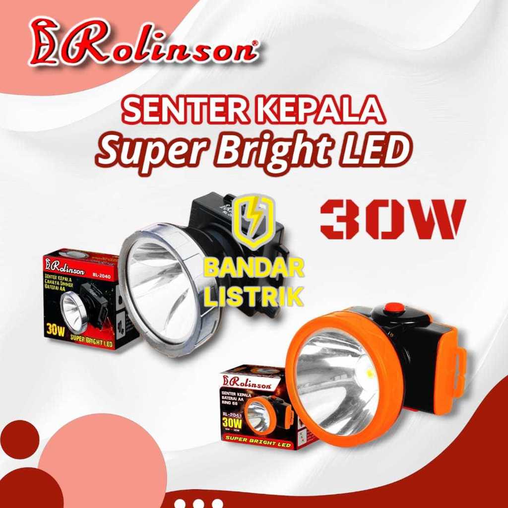 ROLINSON Senter Kepala LED Dimmer 30 Watt Headlamp Super Terang