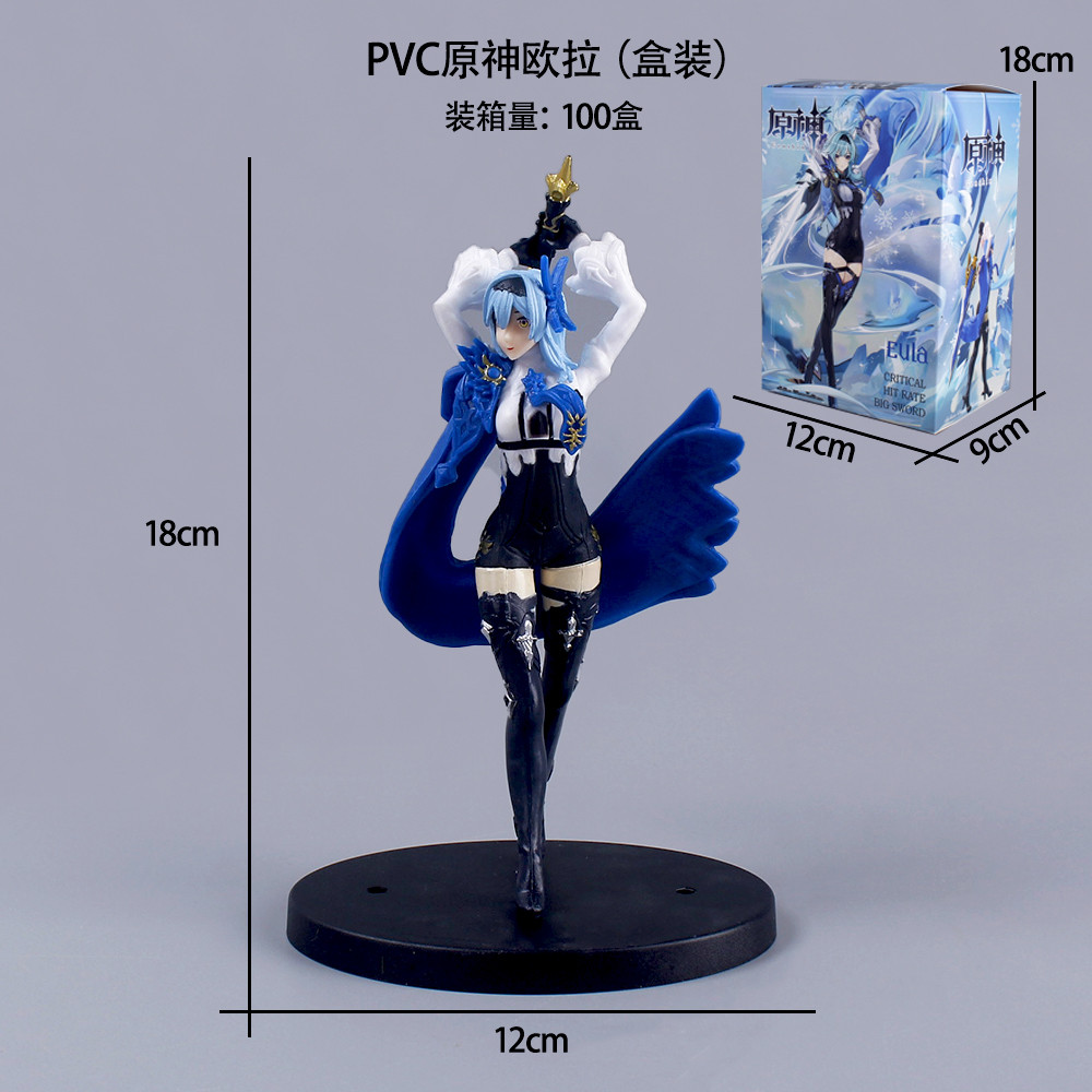 18CM Anime Game Genshin Impact Eula Lawrence Figure Cute Cool Anime Model Toys Gifts Collection Acti