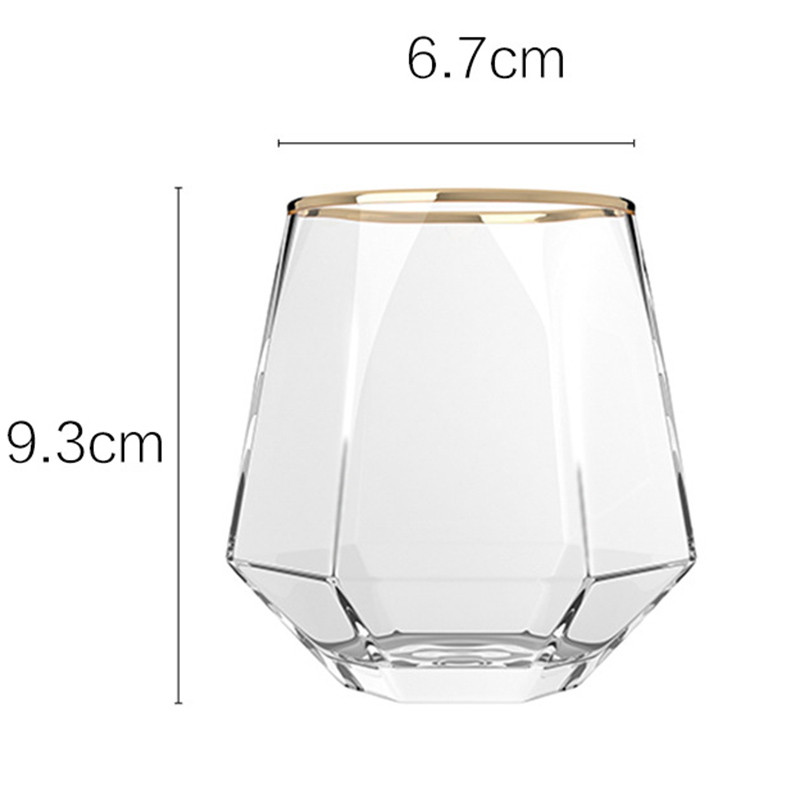 320ml 4pcs Set Hexagonal Cup Wine Utensils Personalized Unique Cold Drink Cup Golden Edged Glass Cup