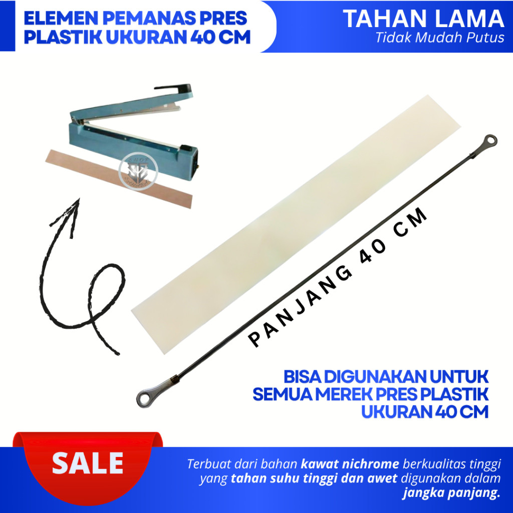 Elemen Kawat Pemanas Sealer 40 Cm Elemen Pemanas Pres Plastik Elemen Impulse Sealer Kain + Kawat Pem