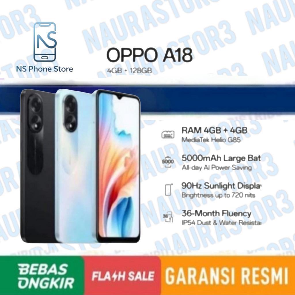 OPPO A18 4/128 GB - OPPO A 18 RAM 4GB ROM 128 GB GARANSI RESMI