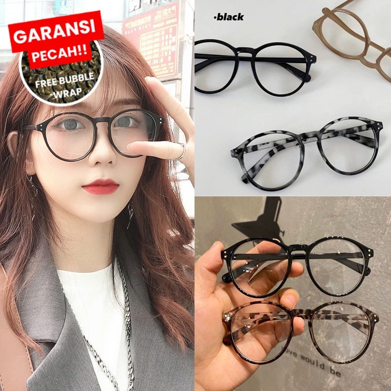 Kacamata Fashion Frame Bulat Wanita Pria Korean Style - Kacamata Retro Vintage Keren Proteksi Radias