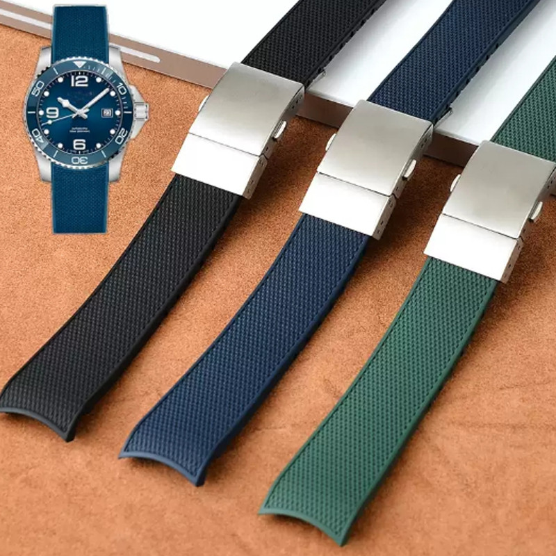 Rubber Silicone Watch Strap Waterproof Watchband for Longines Strap for Conquest HydroConquest L3.74