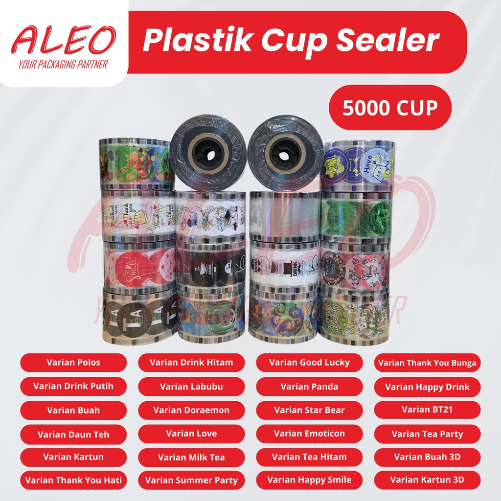 ALEO Cup Sealer Isi 5000 Cup / Plastik Lid Cup Sealer / Tutup Gelas / Tutup Minuman Gelas / Cup Minu