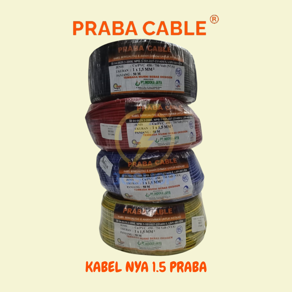 KABEL TUNGGAL KAWAT NYA 1.5 PRABA 50M, 100M