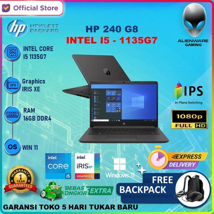 LAPTOP HP 240 G8 CORE i5 1135G7 8GB 512GB WINDOWS 11 14" FHD - UNIT, RAM 8 SSD 256 GB