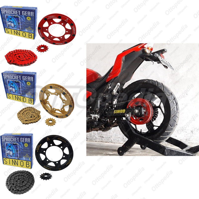 Chain Kit Sinnob Sprocket Gear Gir Set Rantai Rante Colour Chain Ninja250 FI