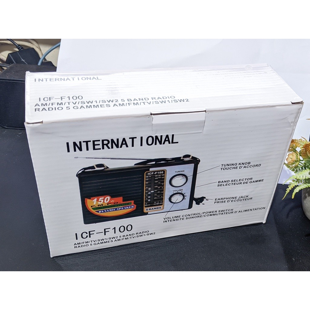 NEW Radio Antik Jadul F 100 INTERNATIONAL AC DC 5 Band FM AM SW ICF-F100 5 Bands AM FM TV SW2 SW1 Pa