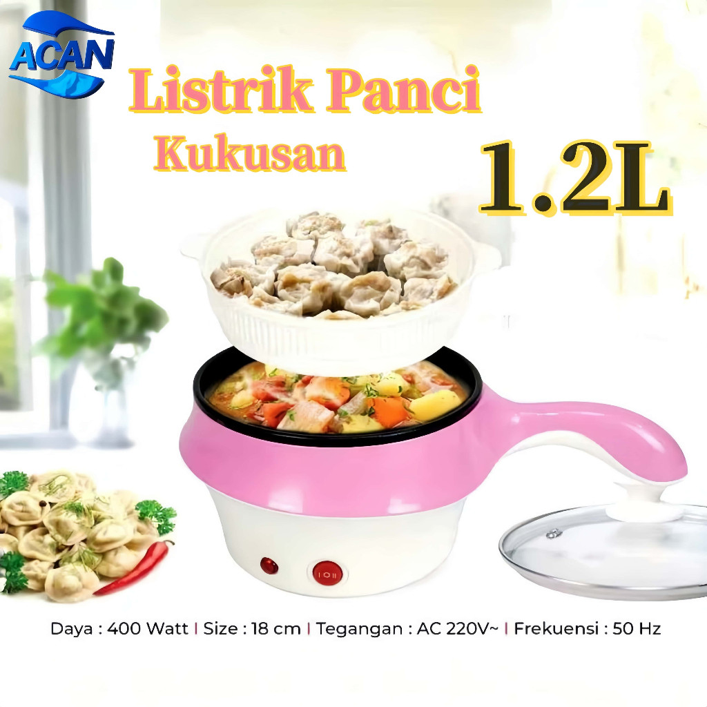 ACAN Panci Listrik Kompor Listrik Mini 1.2L Kompor Listrik Pelapis Anti Lengket Multifungsi Asrama p