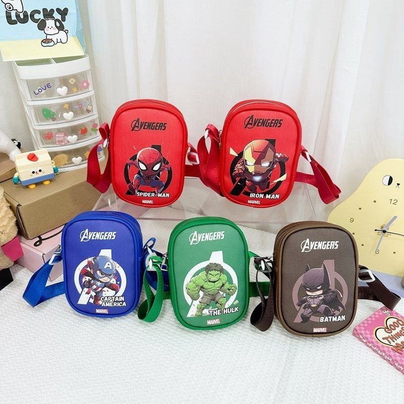 DS #TA2504 TAS SELEMPANG KULIT MINI ANAK PREMIUM SUPERHERO TAS HP FASHION ANAK PAUD TK SD KUALITAS I