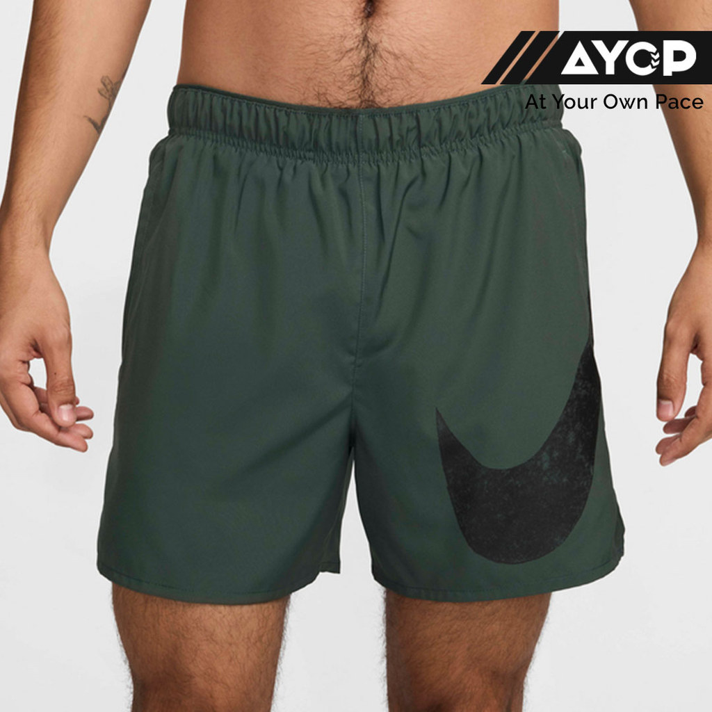 Nike Dri-FIT Challenger Swoosh 5-inch Men’s Running Shorts - Vintage Green