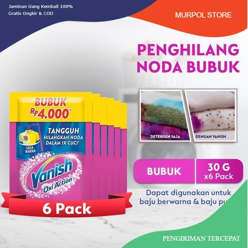 [6 PCS] Vanish Bubuk Pink 30gr - Deterjen Penghilang Noda Membandel pada Baju, Pemutih dan Pencerah 