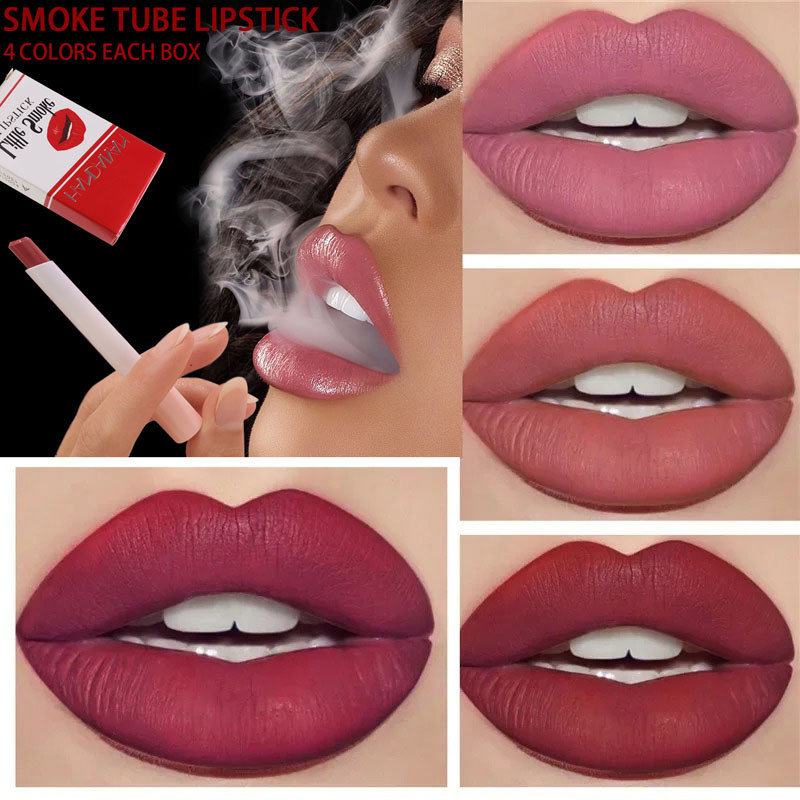 1/4 Buah/Set Lipstik Rokok Kreatif Lipstik 12 Warna Beludru Matte Tahan Air Lipstik Seksi Matte Anti