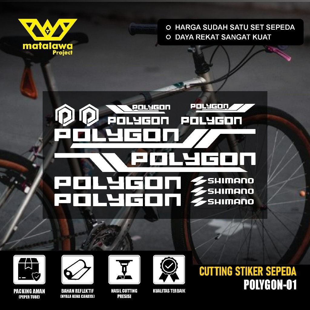 Sticker Sepeda POLYGON Variasi Stiker Cutting Sepeda Set Dewasa Aksesoris Frame Batang Mtb Lipat  01