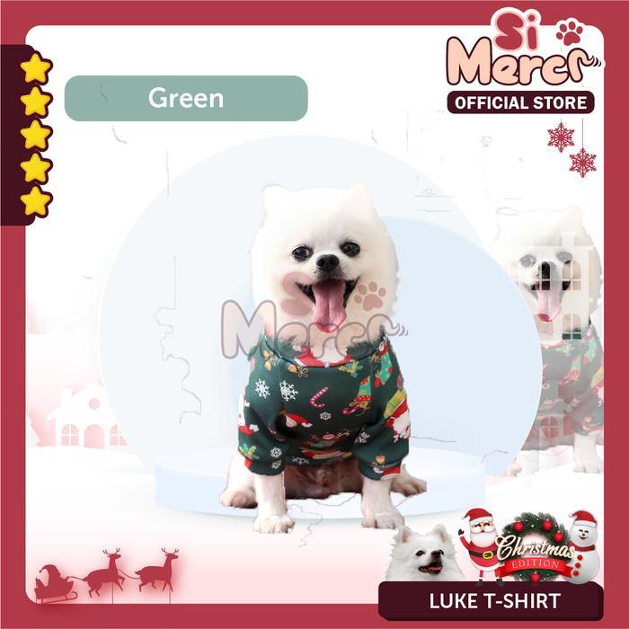 Si Merci Baju Anjing Ukuran BESAR Hewan Natal Baju Sweater Jumper Anjing Kucing Natal | Luke T-Shirt