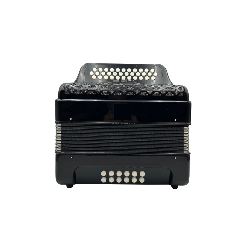 Professional 34Button 12Bass 3Register Accoron trument Black Celluloid atonic Acordeon
