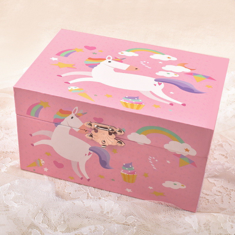 Spinning Pony Meanical Music Box Jewelry Box Cute Little Girl Princess Gift Jewelry Storage Box Pape