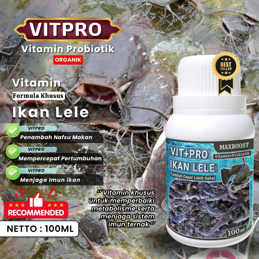 Obat Ikan By Germo VIT+PRO IKAN LELE, VITAMIN Ikan lele agara cepat besar 100 ml probiotik  pemacu p
