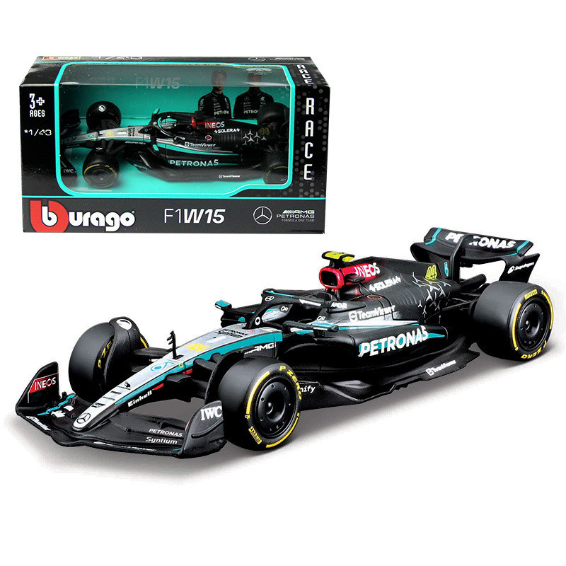 2025 W16 #12 63 Bburago 1:43 Mercedes AMG 2024 W15 F1 Formula Car Vehicles Collectible Model Racing 