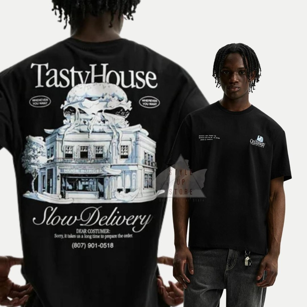 (COD) [ STYLEUPSTORE ] BERSHKA Oversize Unisex Tshirt - Kaos Tasty House