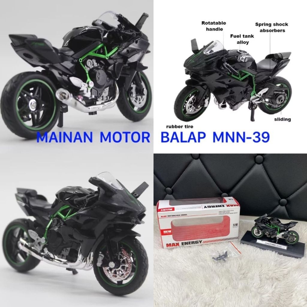 Miniatur Motor Ninja Statis Skala 1: 18 Miniatur Diecast Motor h2r