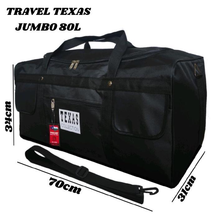 gede berkah shop POLO.D tas pakaian travelbag jumbo 80L Travel tas mudik Pria wanita canvas - Texas 