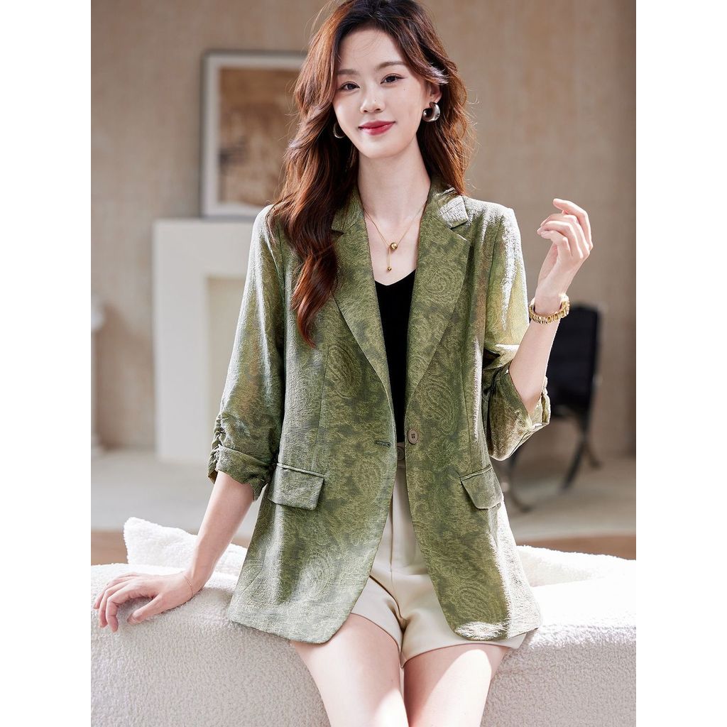 Jacquard blazer sederhana longgar wanita clothes