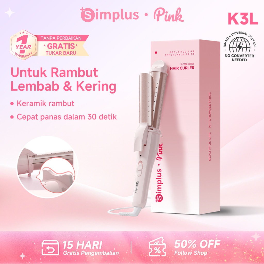 SimplusPink 30MM Catokan Rambut 2in1 Sagitarius Hair Styler catokan curly Styler catokan