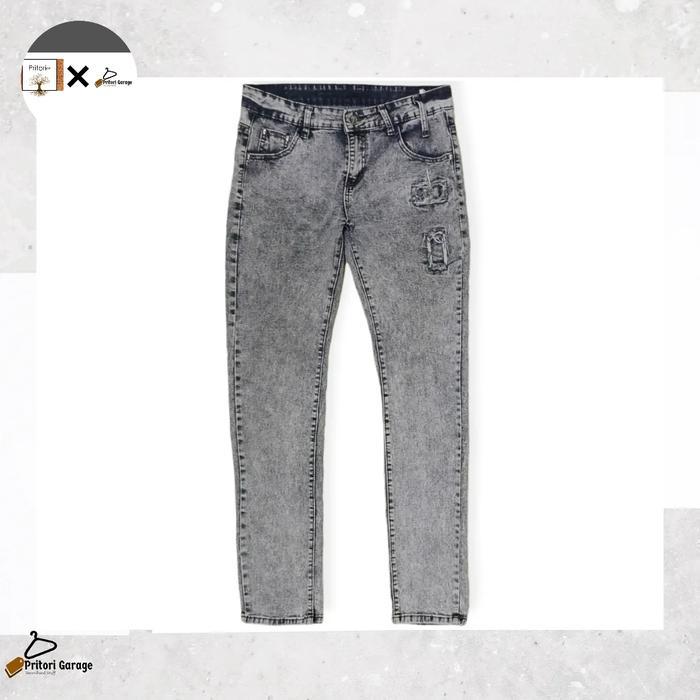 Soft Jeans Dry Denim LXYH Skull Button Slim Light Grey Acid Wash 30