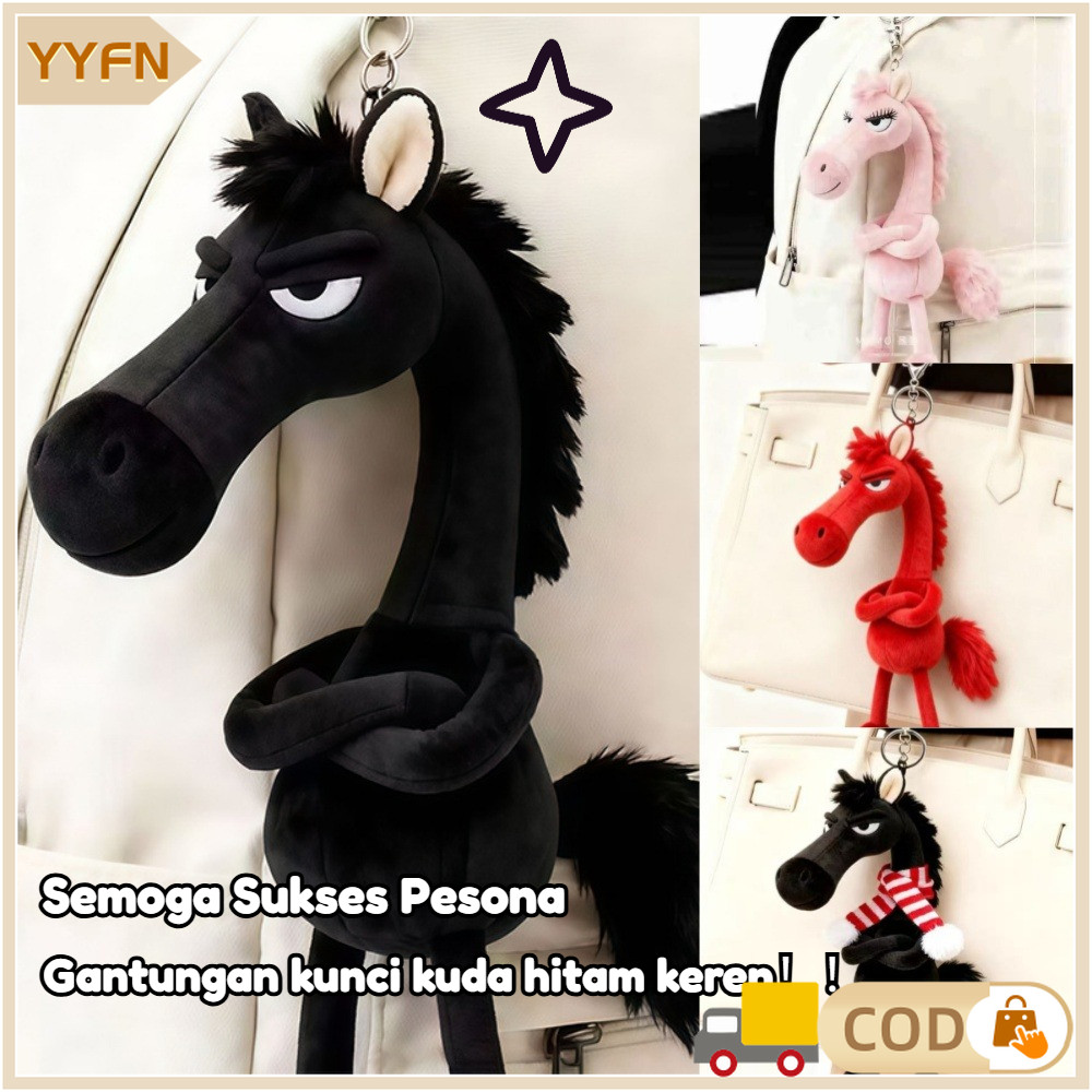 Gantungan Kunci Boneka Kuda lucu Gantungan Tas Maskot Tahun Kuda untuk Hadiah Mobil dan Koleksi Tahu