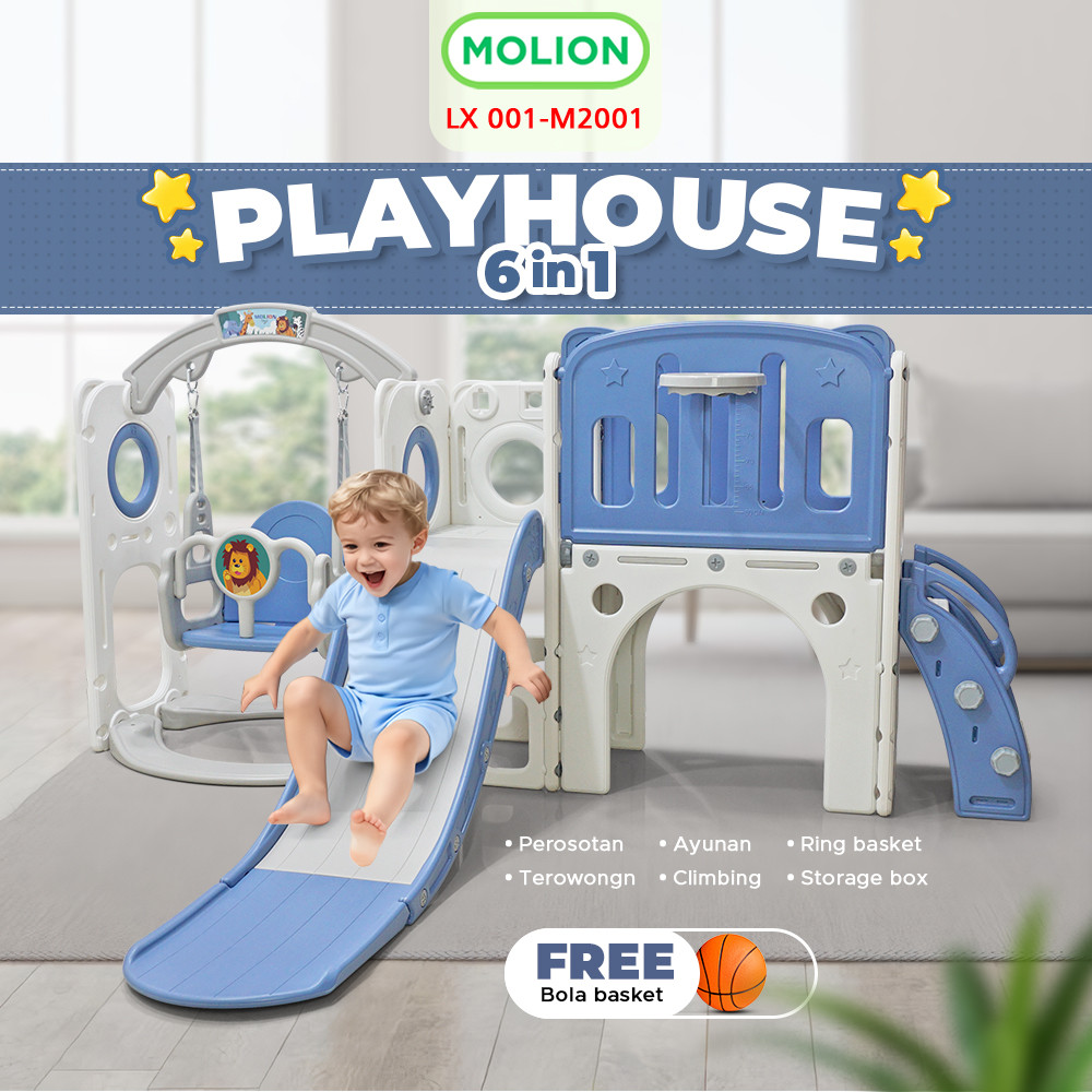 MOLION Mainan Prosotan Set 6in1 Playground Slide HDPE Playhouse Anak Indoor Outdoor Taman Bermain An