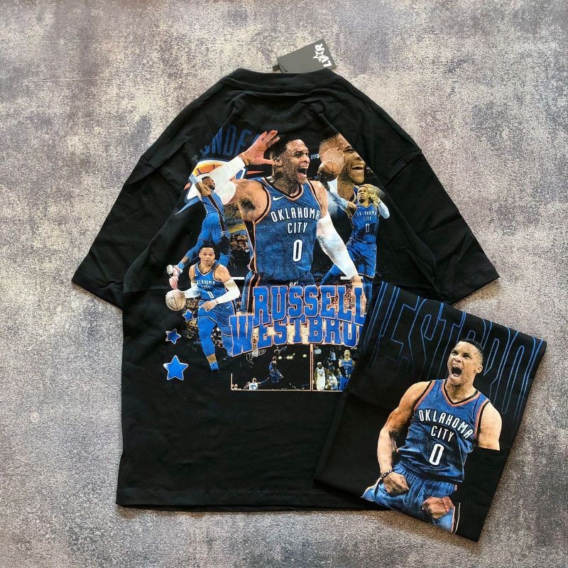 Kaos Pria (LVR) Baju Kaos Oversize NBA RUSSELL WESTBROOK - T Shirt Vintage Oversize Russell Westbroo