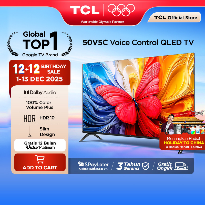 TCL Ultimate QLED FHD TV 50 inch V5C - HDR 10 - Dolby Audio - Google Play/Netflix/Youtube/Disney+Hot