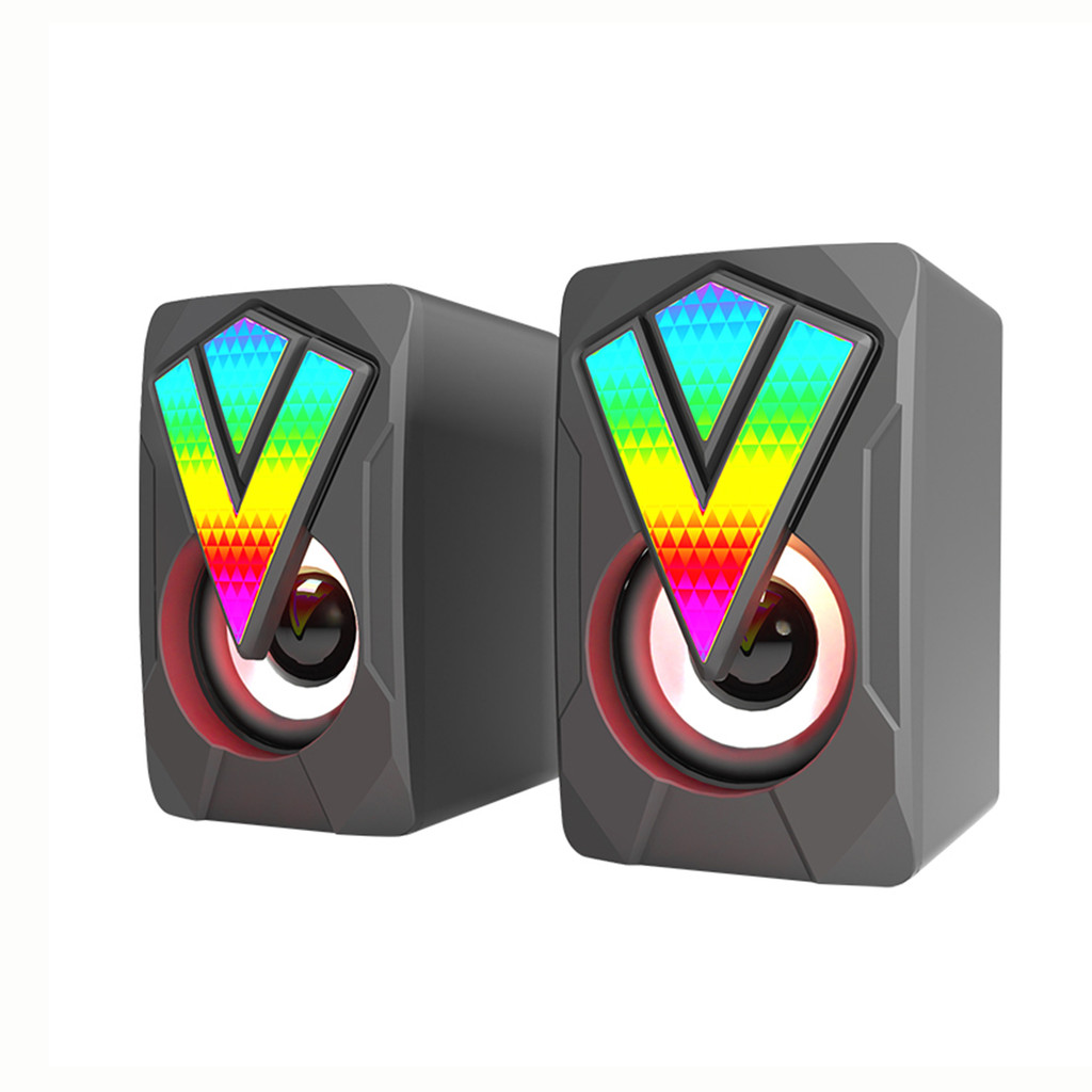 2 PC Wired RGB Gaming Speakers Subwoofer Stereo Surround Music for PC Desktop Subwoofers Computer Sp
