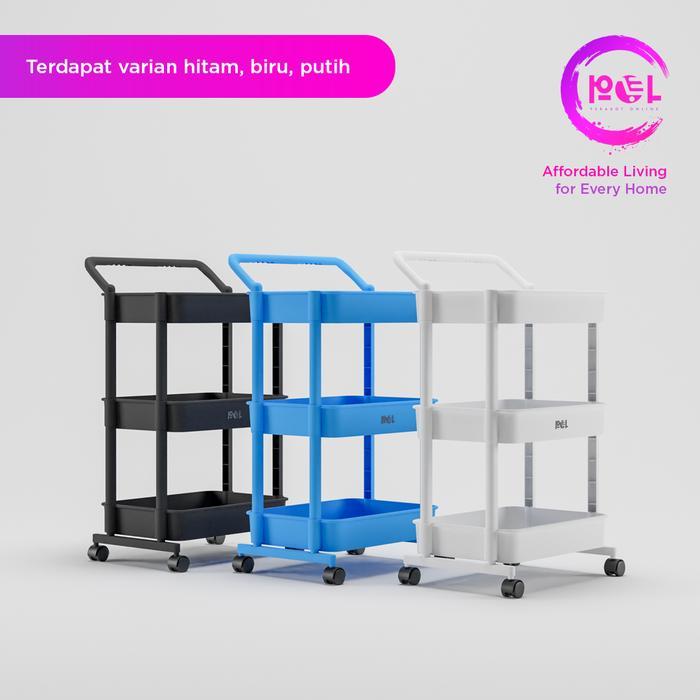 [POL] COD Rak Troli Kamar Serbaguna Warna Hitam  | Rak Troli Kamar Tidur ABS Removable 3 Susun Tegak