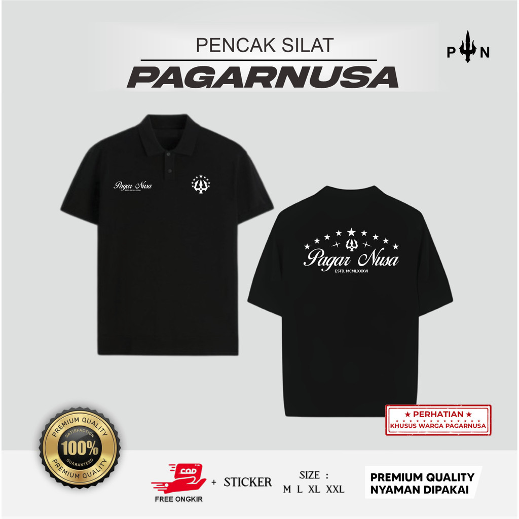 Kaos Polo Sablon// Bordir Pagar Nusa ESTD. MCMLXXXVI // Kaos Polo Perguruan Pagar Nusa // PSNU Terba
