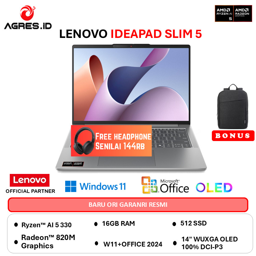 LENOVO IDEAPAD SLIM 5 14 OLED RYZEN AI 5 330 16GB 512GB W11+OHS+M365B 14.0WUXGA -AXID