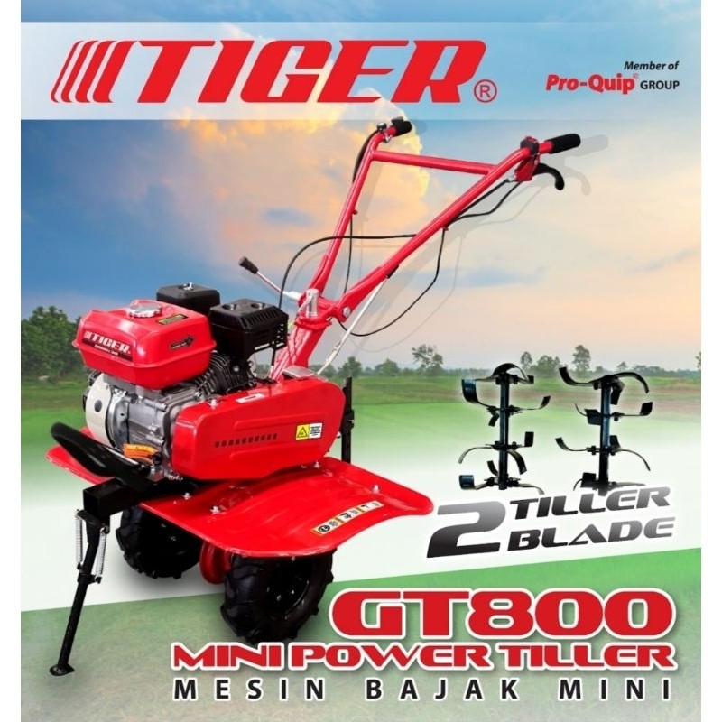 Mesin Mini Tiller Cultivator Tiger Lahan Cakar Baja GT-800 Siap pakai