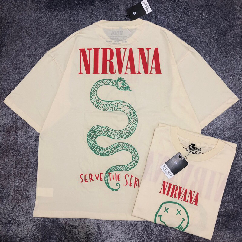 COD Baju Kaos Pull&Bear Oversize NIRVANA - T Shirt Band Vintage NIRVANA Oversize Pria Wanita Baju Ba