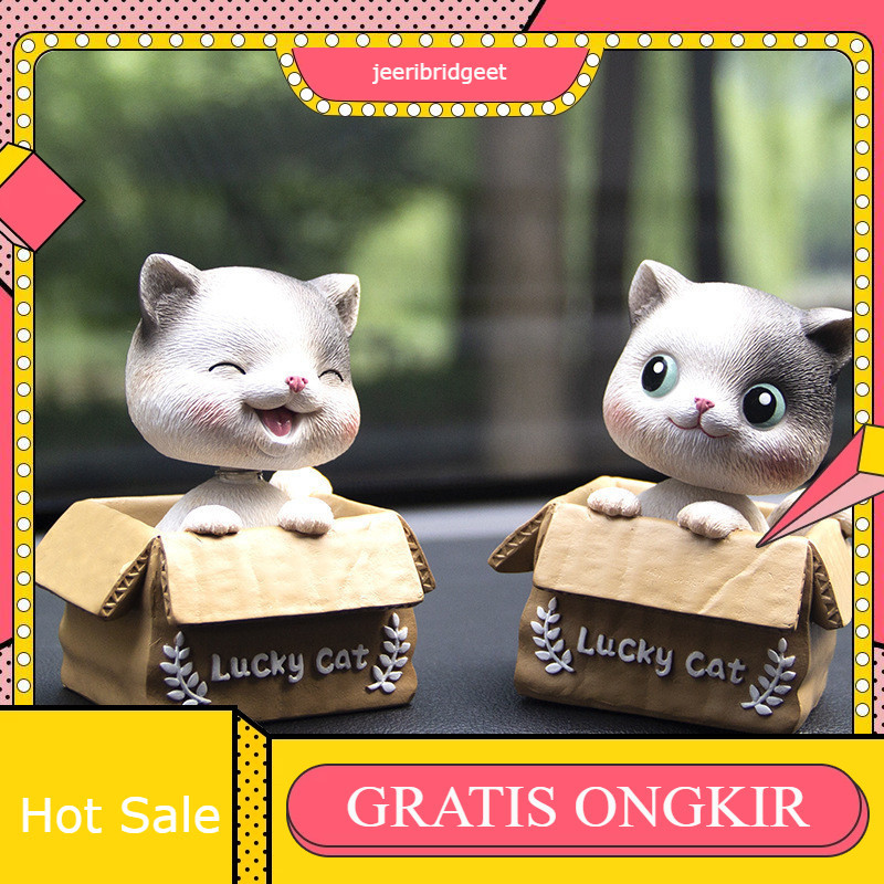 Lucky Cat Kucing Goyang - Pajangan Dashboard Mobil Simulasi Kepala Bergerak, Ornamen Kucing Lucu unt