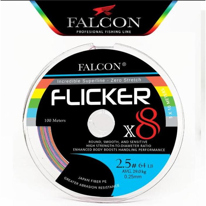 PROMO  Senar PE X8 Falcon FLICKER 100m Connecting Pancing - PE 0.6