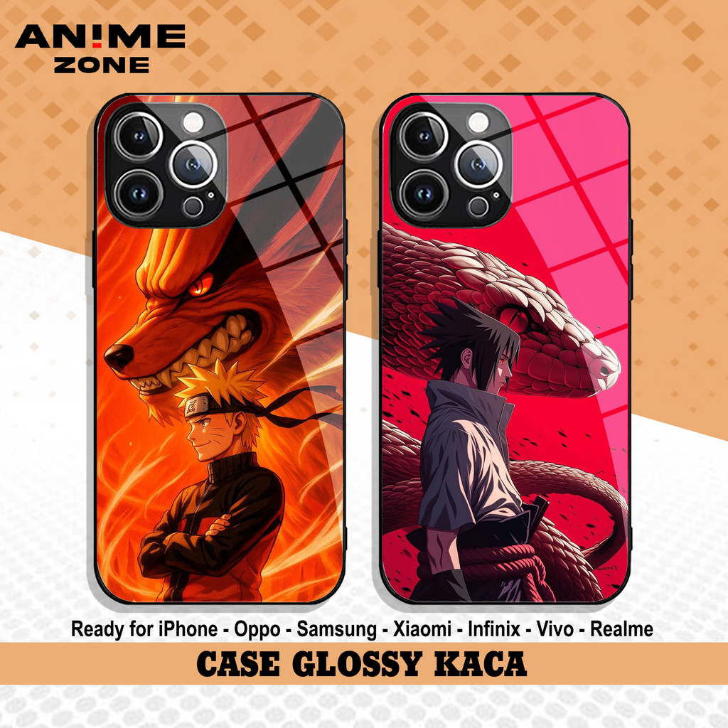 Case Kaca Oppo A3X A5 A15 A17 A57 A5PRO RENO6 RENO10 RENO11 G136X Naruto Style Softcase Premium Temp