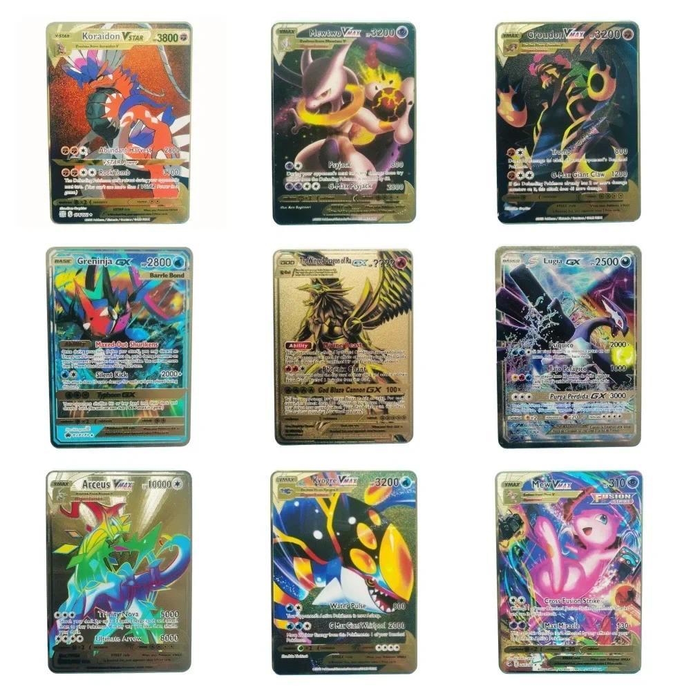 2024 Pokemon English Metal Card Anime Pikau arizard Mewtwo Blastoise Vmax Shiny Letters Game Collect