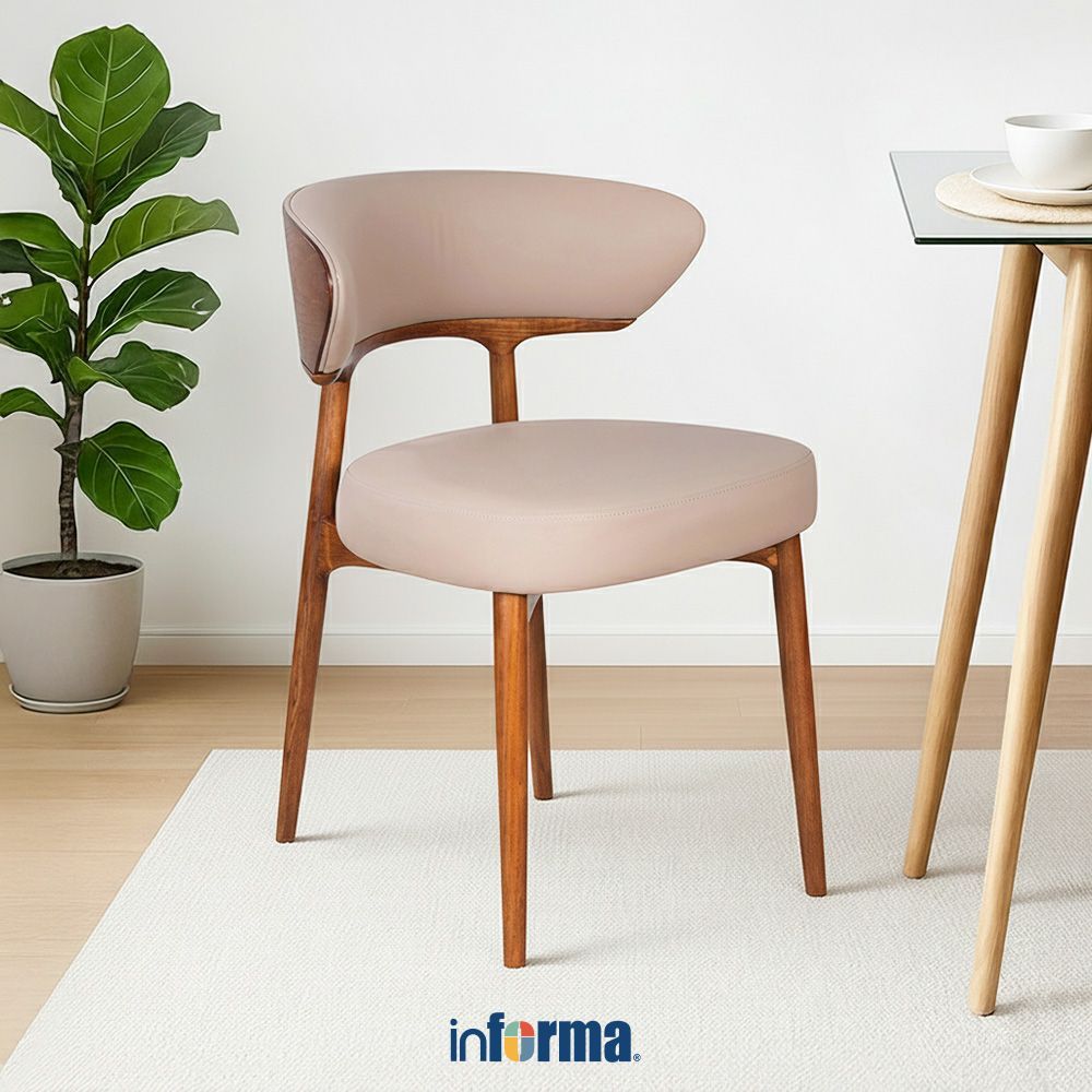 Informa Sada Kursi Makan Fabric - Cokelat Walnut Bangku Makan Dining Chair Tempat Duduk Ruang Makan 