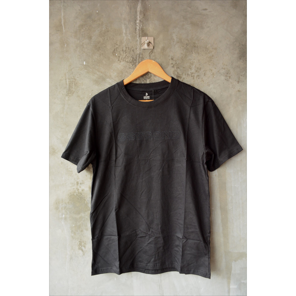 Kaos 3second Pria Hitam Bordir