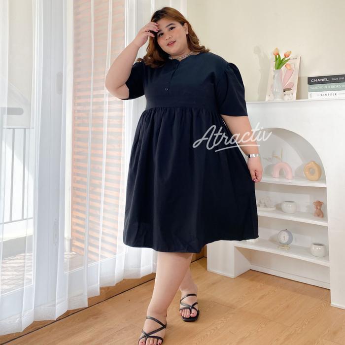 ATRACTIV Midi Dress Big Size LD120 LD130 LD135 LD142 Dress Hitam Jumbo Dress Hitam Big Size Baju Pes