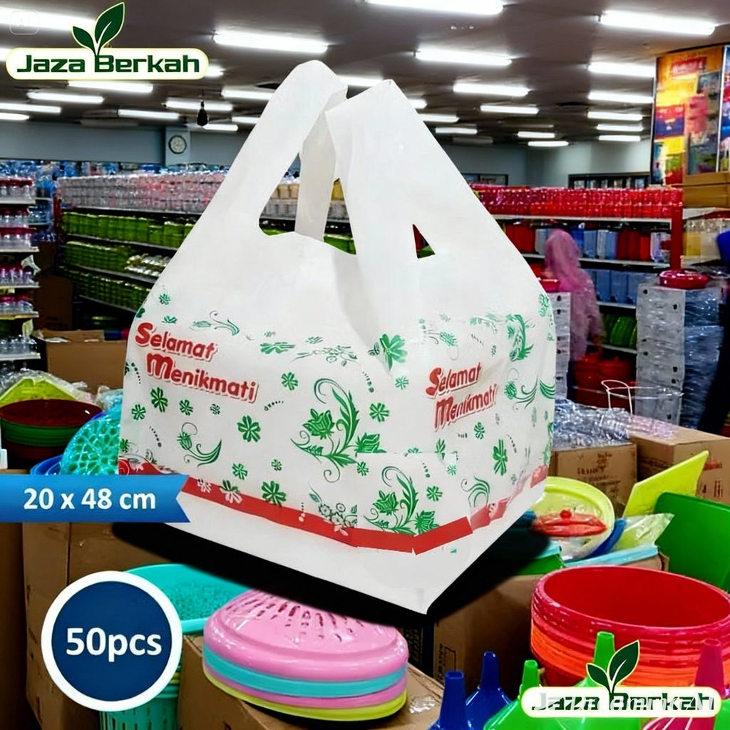 Kantong Plastik Untuk 2 Dus Box Nasi Makanan 18x18 Dan 20x20 cm