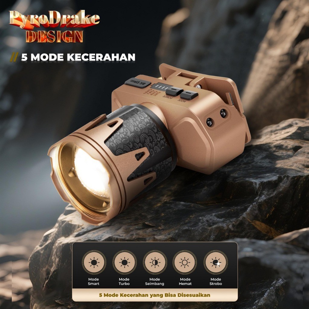 Senter Kepala Aoki Pyro Drake Design AK-3705X 90 WATT - Fitur Sensor Gerak