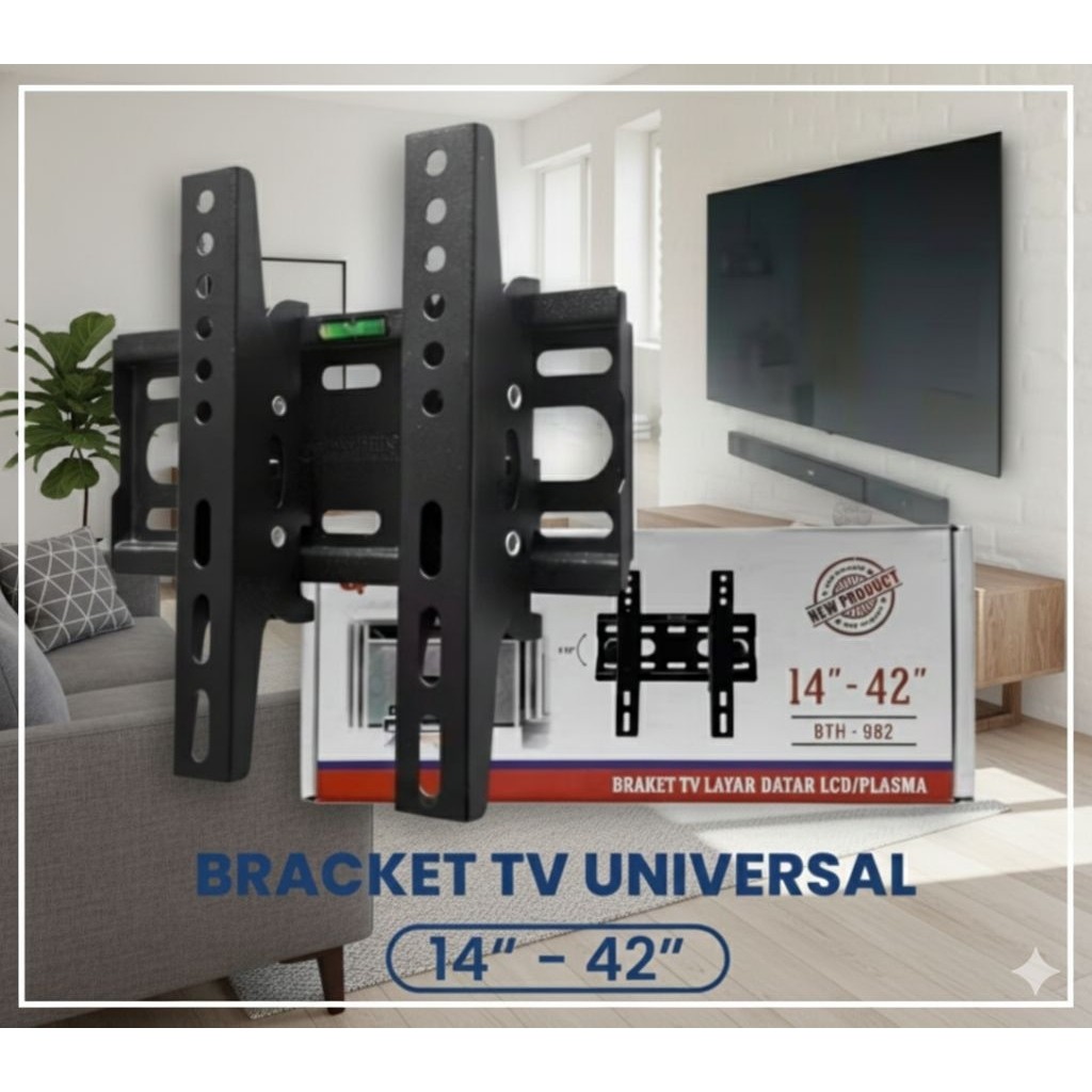 Braket Bracket Tv LED LCD Android Smart TV Universal 14-42 inch ( 17, 19, 24, 32 ) BTH- 982