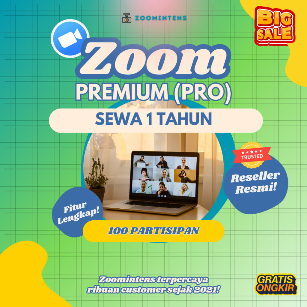 Zoom Pro Premium Tahunan 100 Peserta Full Garansi